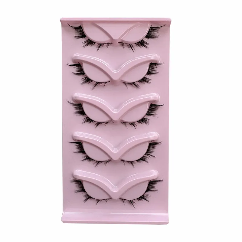Fox Eye Strip Lashes with Black Band – Slanted Winged Natural Look False Eyelashes, Soft & Comfortable Fluffy Faux Mink Lashes, Reusable